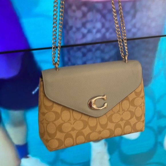 Coach Tammie Shoulder Bag In Signature Canvas Light Khaki / Light Teal - Picture 8 of 16